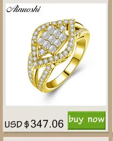 AINUOSHI Real 14K Solid Yellow Gold Cluster Crown Ring Carved Band Simulated Diamond Wedding Engagement Ring for Women Jewelry