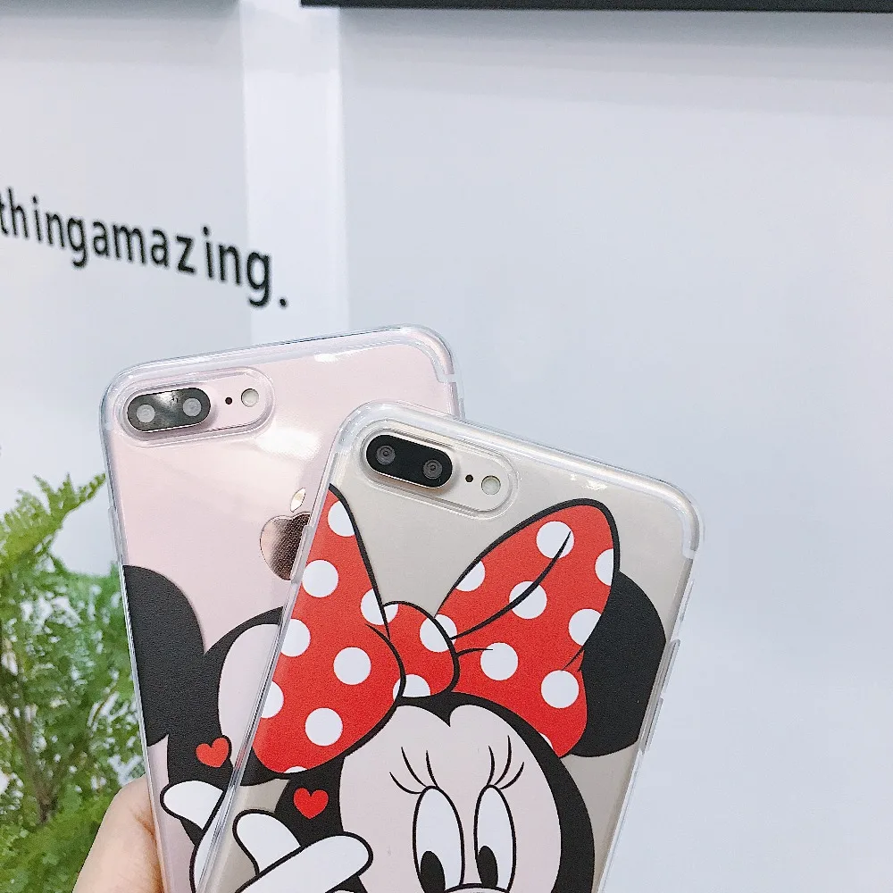 Симпатичные Минни Микки Мышь Стич Дональд Дак Дейзи Мультфильм Ясно Мягкие TPU