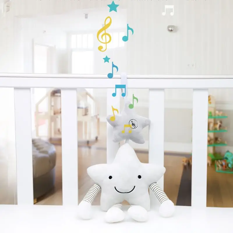 

Cute Baby Lathe Hanging Ring Star Print Rattle Crib Hanging Soft Plush infant Doll Bed Pram kid Animal Hanging Ring