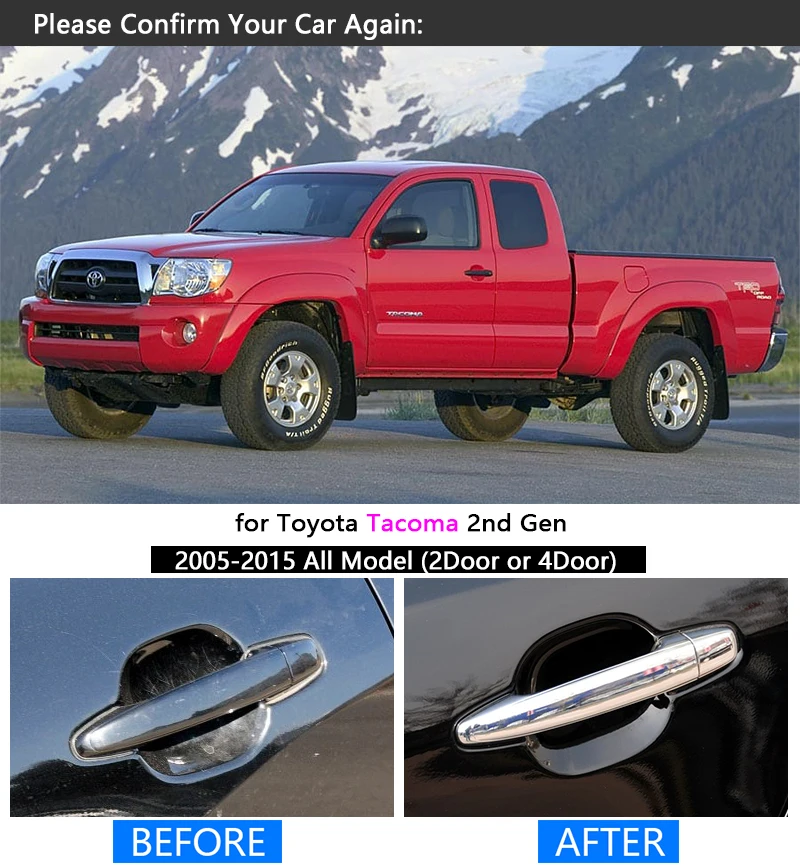 Для Марка Toyota Tacoma 2005- хром Ручка крышки отделки комплект 2006 2007 2009 2010 2011 2012 дополнительная наклейка для автомобиля стайлинга автомобилей