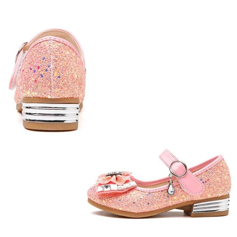 Детская обувь принцессы блестящая Модная студенческая с блестками для больших