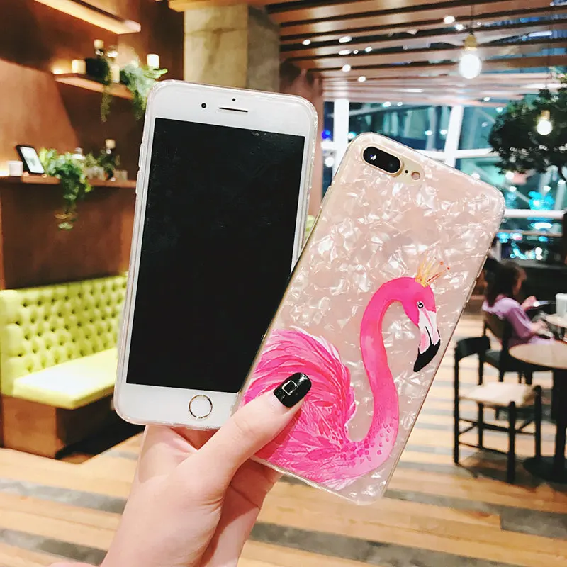 Мягкий чехол с изображением розового фламинго для iPhone 6, 6 S, 7, 8 X Plus, тонкий защитный бампер, чехол для iPhone 6S Plus, 7 Plus