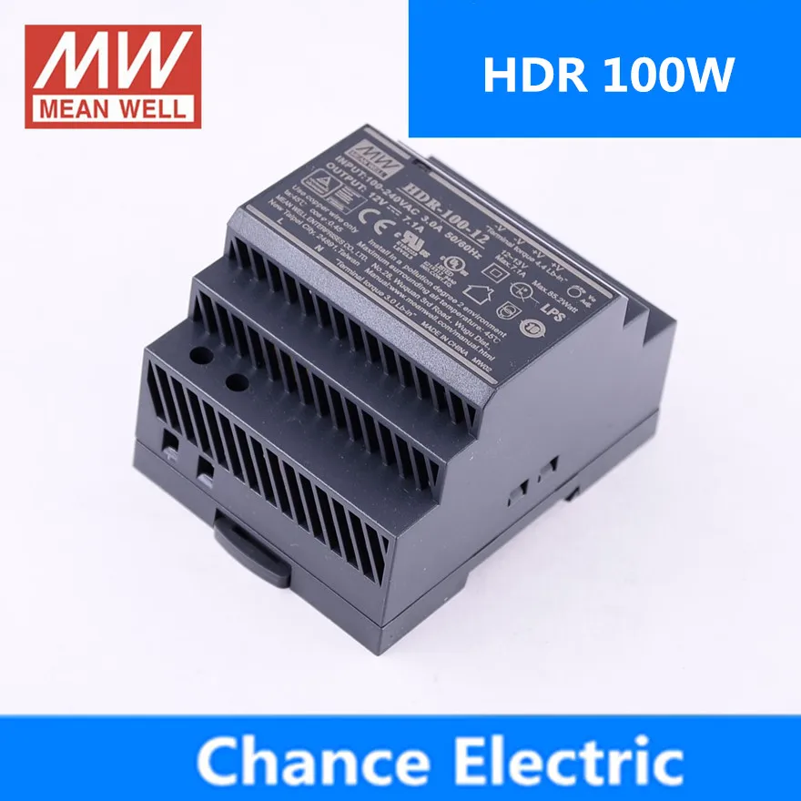 HDR-100W импульсный источник питания meanwell 100 Вт 12 в 24 в 15 в 48 в din-рейку мини тонкий размер источник питания ступенчатая форма
