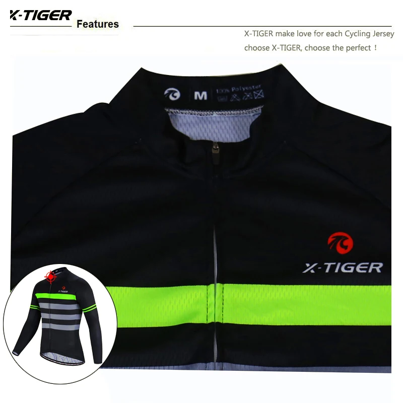 X-Tiger Pro зимний термальный флис Велоспорт Джерси Набор с длинным рукавом горный велосипедная одежда держать теплый велосипед одежда