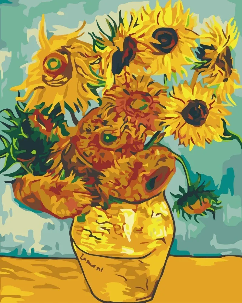 AZQSD Painting By Numbers Paint Sunflower Garden DIY Canvas Picture Hand Painted Oil Painting Flowers Home Decoration K468 - Цвет: SZYH-K567