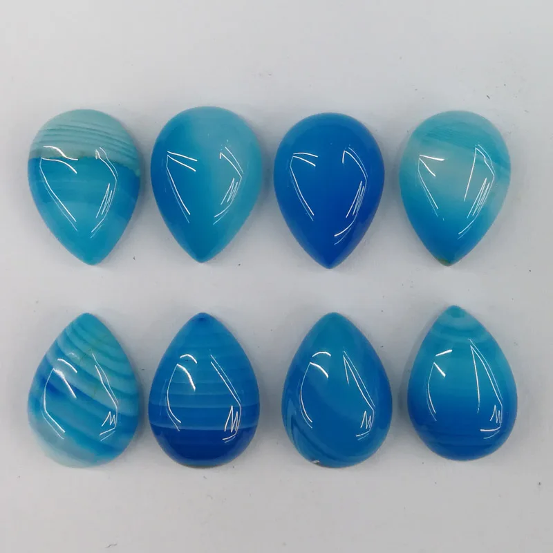 Wholesale fashion natural Blue striped onyx stone beads 10X14mm teardrop CAB CABOCHON loose 50pcs no hole Free shipping | Украшения и