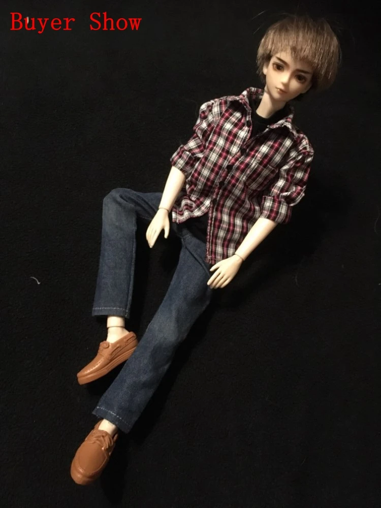 1/6 мужская одежда 1:6 zy Toys Youth красный белый синий Checker Box рубашка и джинсы набор для