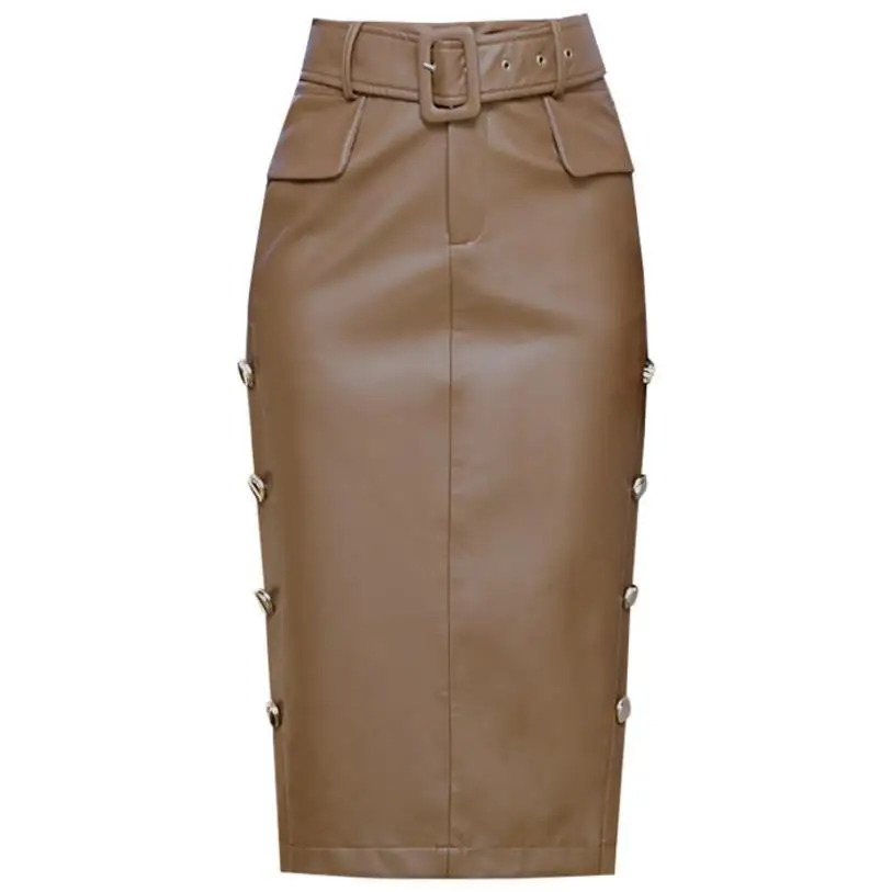 Женская длинная юбка на молнии с бусинами|long skirt|leather skirtpu leather skirt |