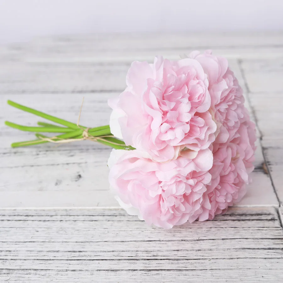 light pink Искусственные шелковые цветы пиона для домашнего свадебного украшения букет для невесты высококачественные накладные цветы искусственная гостиная - Цвет: light pink