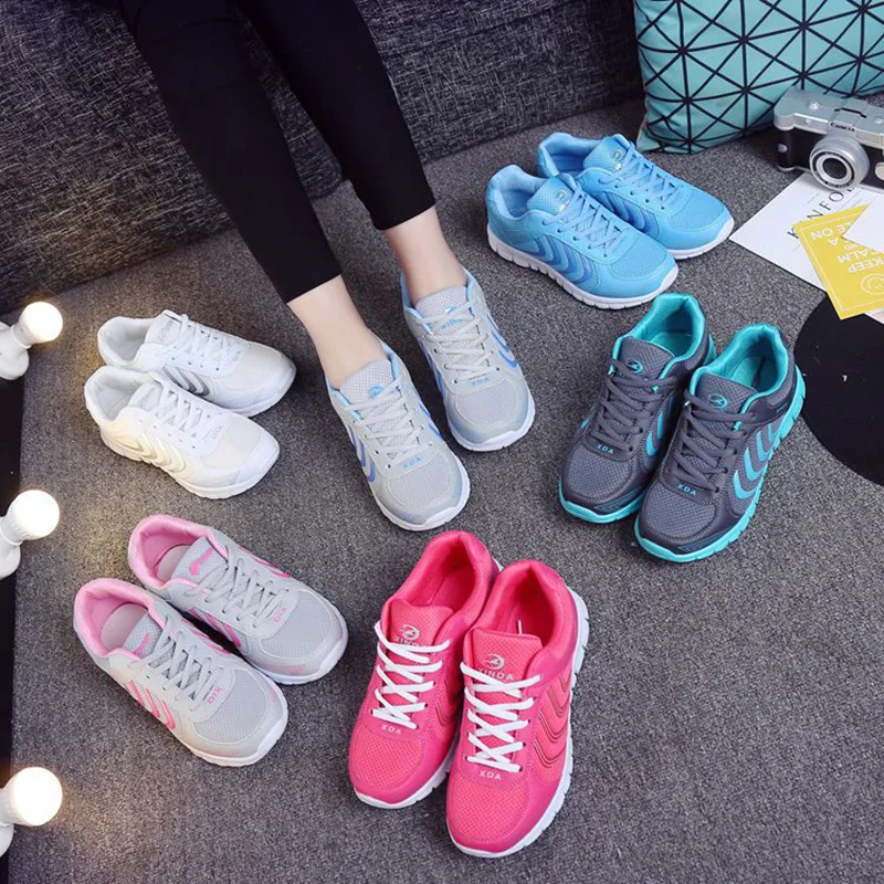 Женские кроссовки дышащая обувь для бега женская на шнуровке модная спортивная