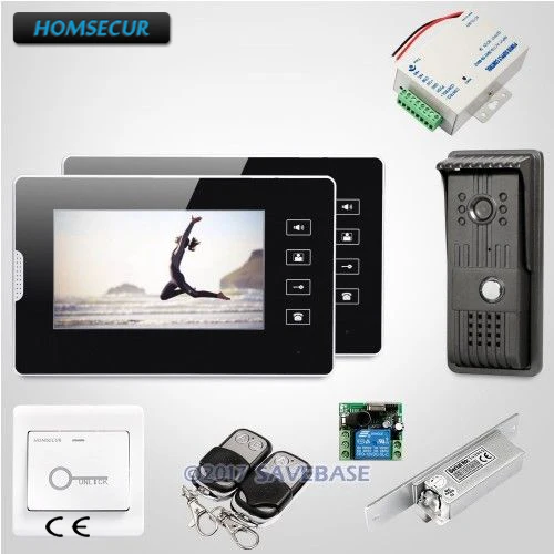 HOMSECUR 1V2 + Strike Lock проводной 7 &quotвидео домофон с сенсорной панелью монитор для