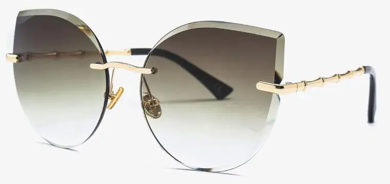 C3 green lens Роскошные без оправы Солнцезащитные очки «кошачий глаз» Для женщин Италия Брендовая Дизайнерская обувь градиентные солнцезащитные очки для женщин негабаритных оттенков прозрачные очки - Цвет линз: C3 green lens