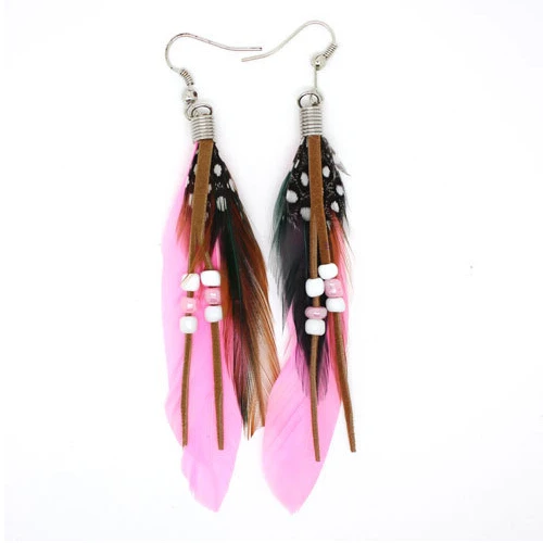 VIVILADY бохо шик модные разноцветные бусы длинные серьги с павлиньими перьями