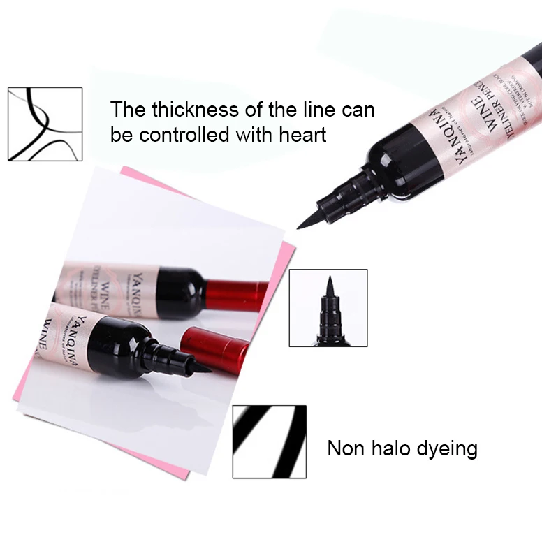 

High Quality 2018 Red Wine Bottle Shape Eyeliner Waterproof Anti-sweat Hard-end Eye Liner 88
