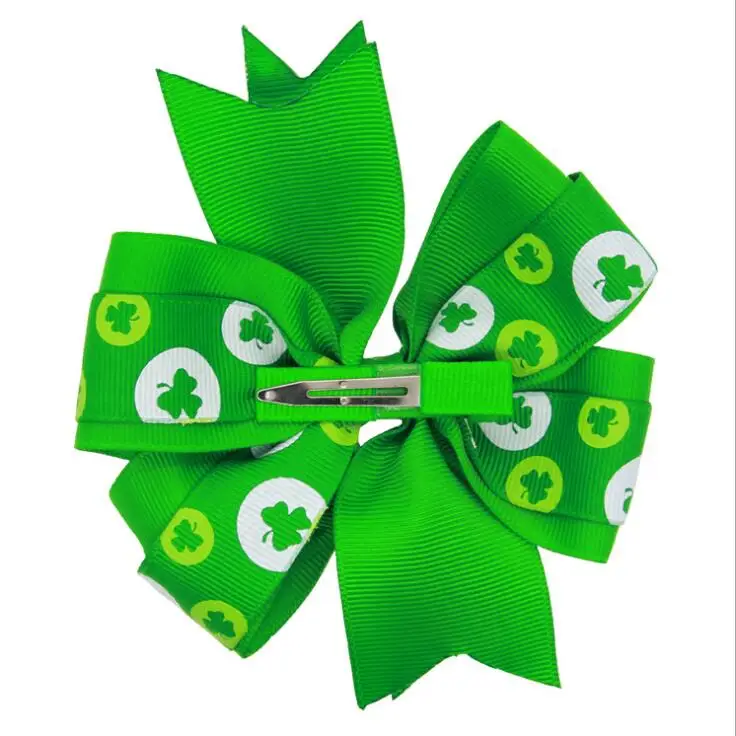 Бесплатная доставка 100 шт День Святого Патрика четырехлистный клевер заколка для