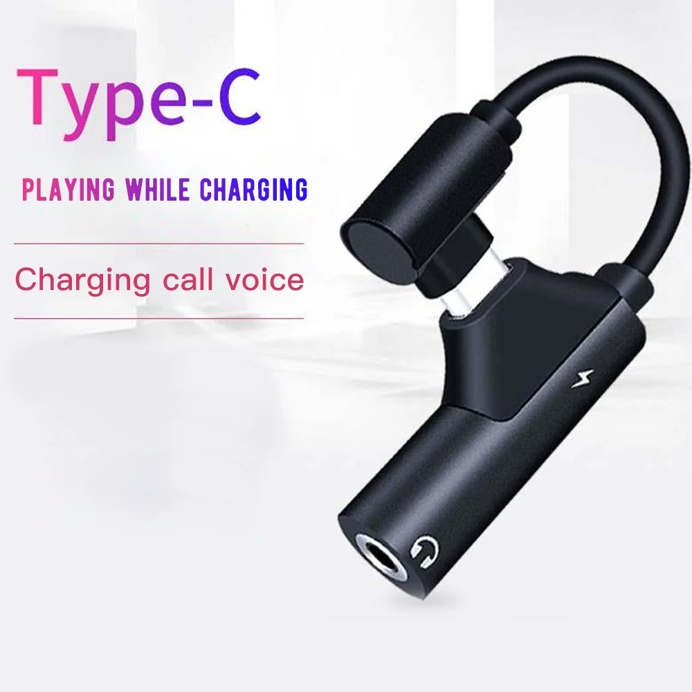 Адаптер 2 в 1 с USB Type C на 3 5 мм разъем для наушников + зарядное устройство кабель