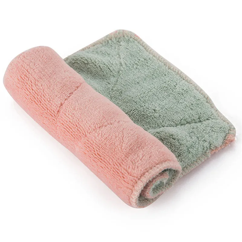 Green-Pink 4 цвета эффективность супер абсорбент микрофибра кухонное блюдо ткань двухэтажная посуда домашнее полотенце для уборки Кухонные гаджеты - Цвет: Green-Pink