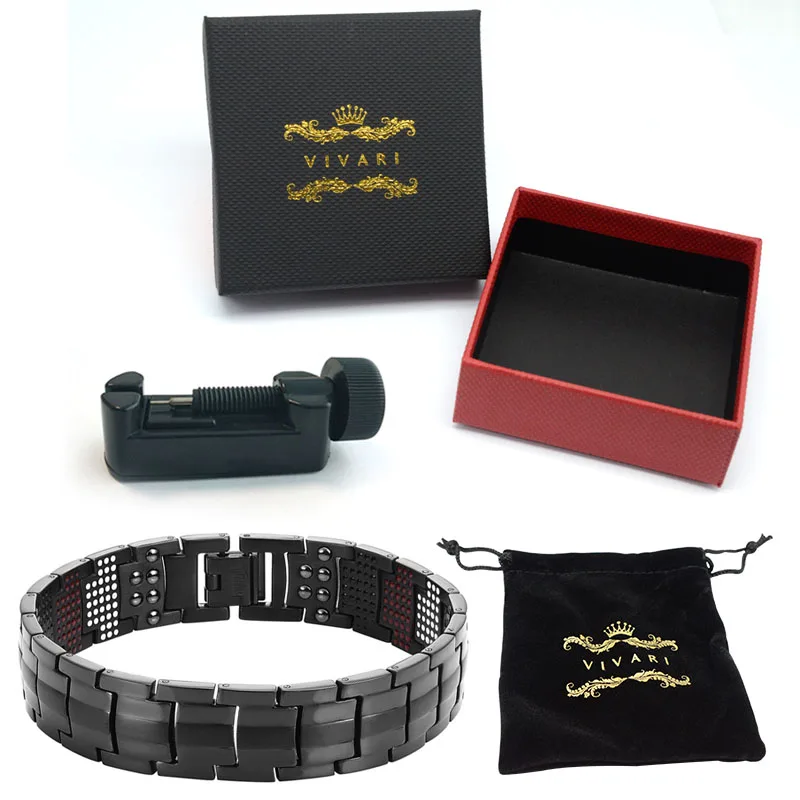 Add box EMBT015B Vivari Магнитная черный Титан браслет Для мужчин браслет 4in1-VE ионы Германий далеко инфра красные модные Браслеты Jewelry Шарм наручные - Окраска металла: Add box EMBT015B