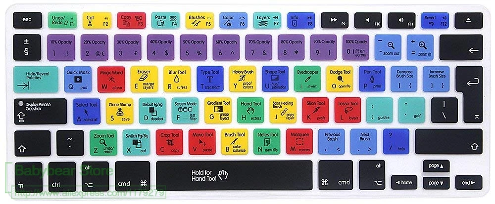 Силиконовый чехол для клавиатуры фотошоп Ps быстрые клавиши старого Macbook Pro 13 15