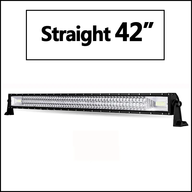 Oslamp 3-ряд " 12" 1" 20" 2" 23" 3" 42" 5" Изогнутые свет бар offroad LED-бар место луч световой индикатор работы бар 12 В 24 В - Цвет: 42 Straight no wire