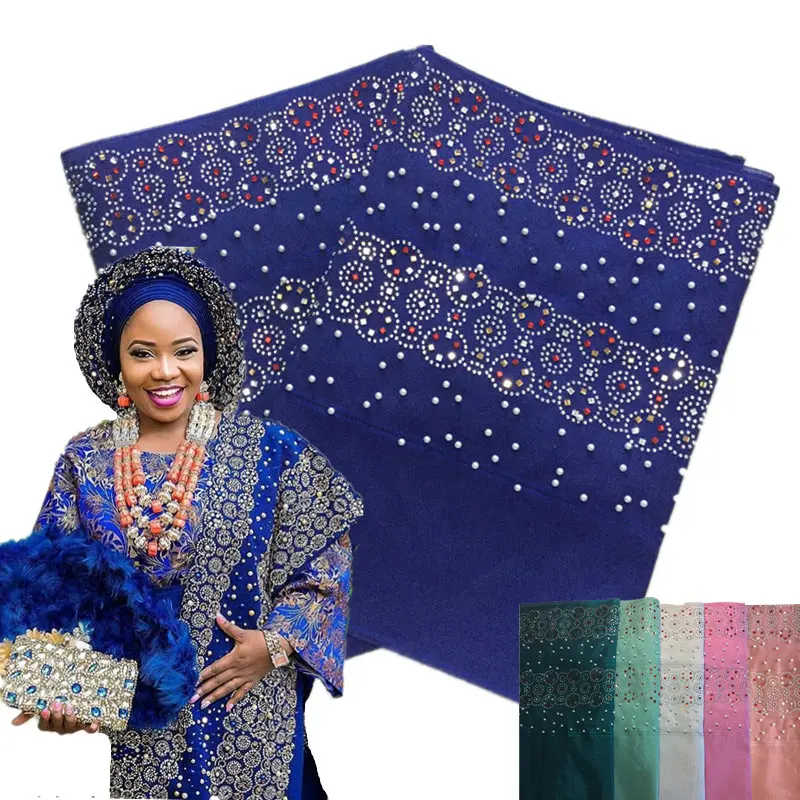 Класс полный камни конструкции Африка нигерийские бусы aso oke геле headtie с высокое качество обертывания ткань 2 шт./компл. Вечерние