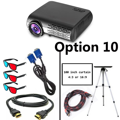 Option 10 Poner Saund M2 6500 люмен светодиодный проектор 1280*800 FULL HD 4K 2K 3D видео Поддержка USB VGA AV Vs M5 10m HDMI штатив настенный кронштейн - Color: Option 10