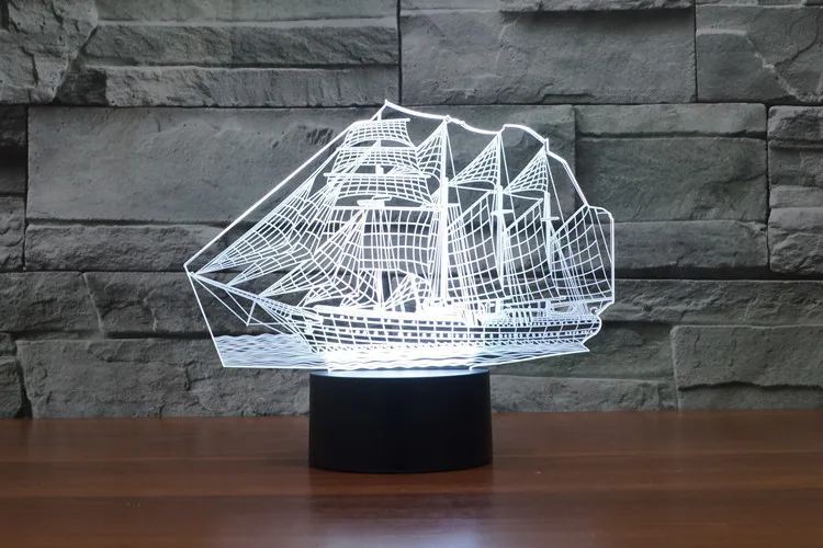 Креативная модная настольная Светодиодная лампа с 3D изображением корабля или
