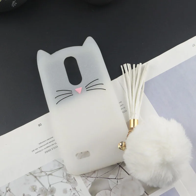 Милый 3D мультфильм силиконовый чехол для LG Aristo 2 Чехлы Япония блеск борода кошка милые уши Kitty чехол для телефона Aristo2 плюс 2