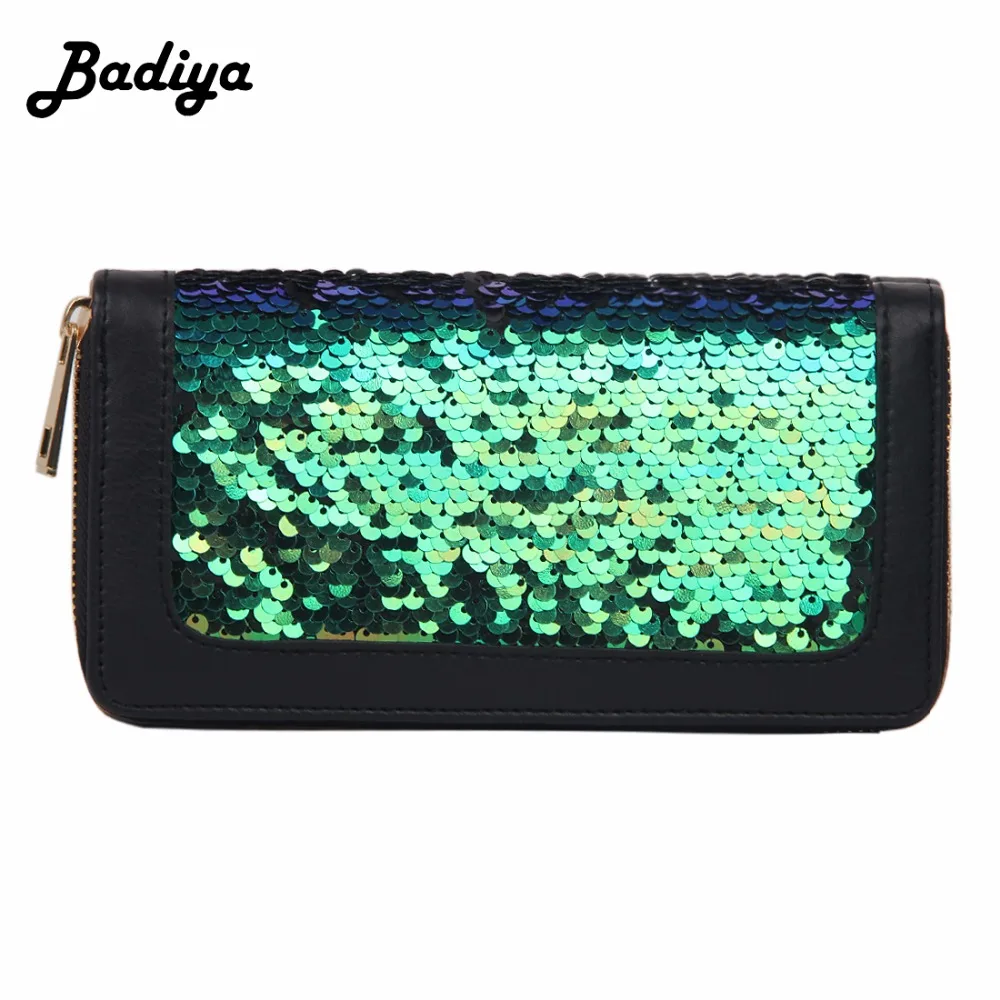Женский Длинный кошелек из ПУ кожи на молнии с блестками|wallet pu leather|wallet pupurse card holder