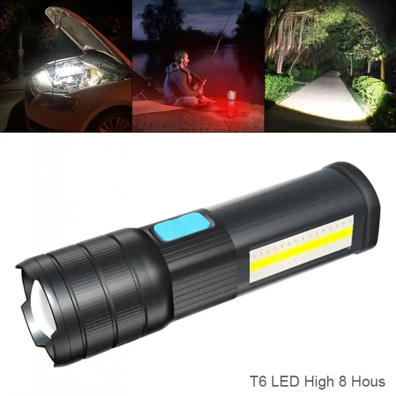 

Highlight Mode 8 Hours T6 LED 5V COB USB Charging Waterproof Flashlight Maintenance Emergency Work Light for Hunting / Camping