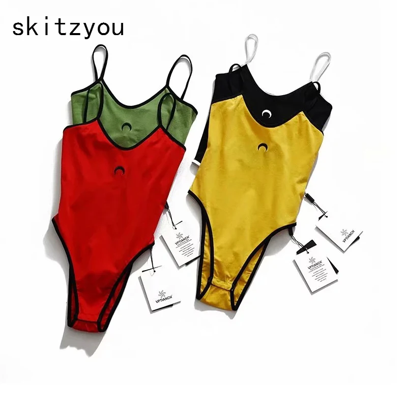 Женский обтягивающий комбинезон skitzyou на тонких бретельках с вышивкой Луны