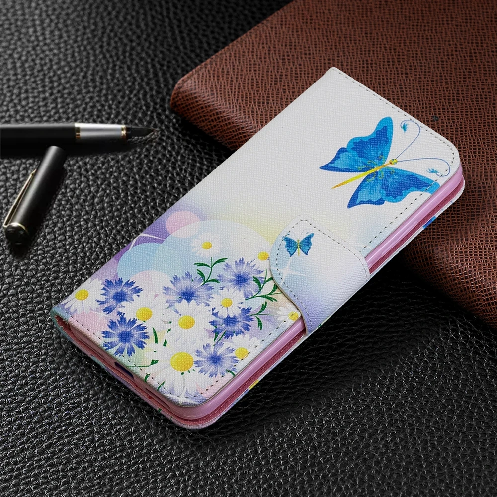 A50 A40 для etui samsung A70 A30 чехол телефона M10 M20 бабочки окрашены из искусственной кожи
