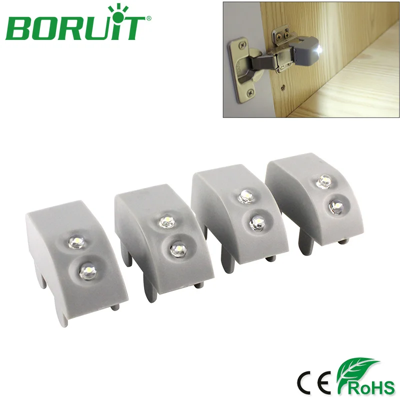 

Светодиодные светильники BORUiT для шкафа, 4 шт./лот, беспроводной светильник с датчиком движения для гардероба, шкафа, ночники для кухни, спаль...