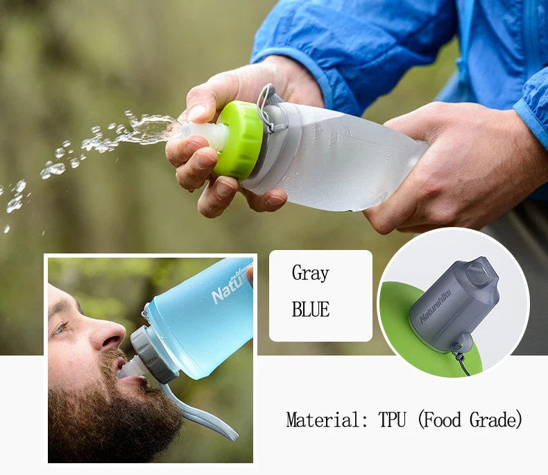 Naturehike силиконовая чашка складная бутылка портативная мягкая сумка для воды на открытом воздухе путешествия Велоспорт бутылки для воды герметичность и BPA бесплатно