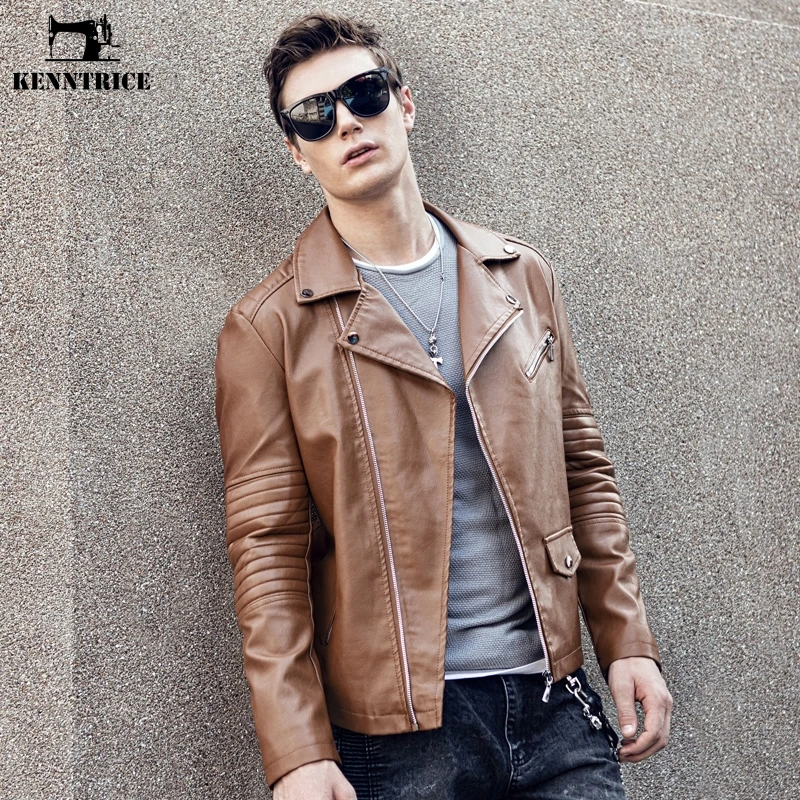 KENNTRICE кожаная куртка мужская Осенняя мотоциклетная зимняя Мужской кожаный плащ