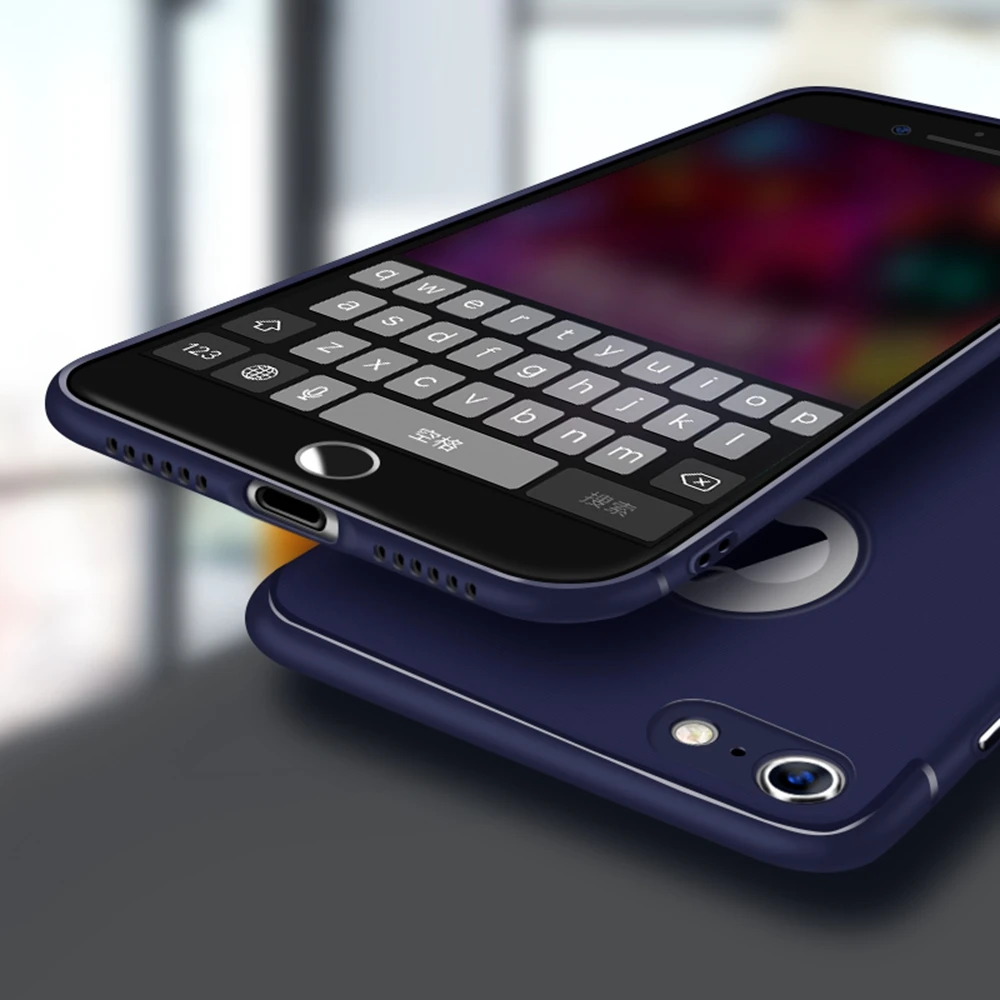 Dark Blue Матовый чехол для телефона с кнопкой для iPhone 6, 6 S, 7, 8 Plus, X, Мягкий ТПУ, силиконовый чехол для задней панели для iPhone 8, 7 Plus, 10, защитный чехол s Coque - Цвет: Dark Blue