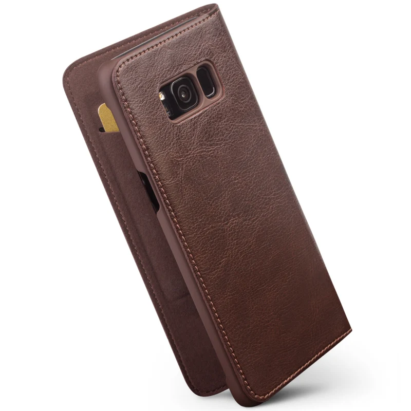 Роскошный флип чехол из натуральной кожи для Sumsang S8 + Plus модный защитный бизнеса с