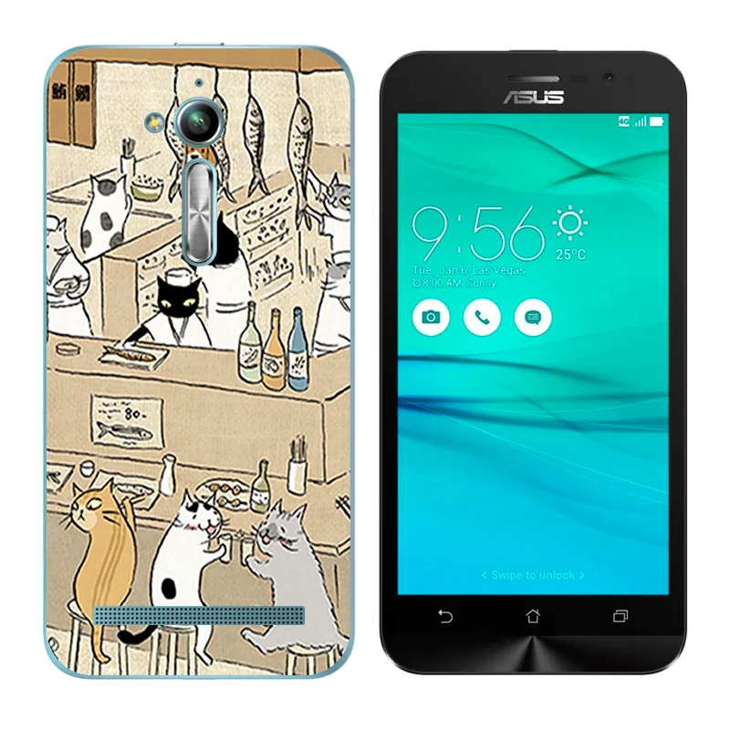 Мягкий чехол для Asus Zenfone Go ZB500KL ZB500KG силиконовый Для zenfone с принтом кошки ZB500kl |