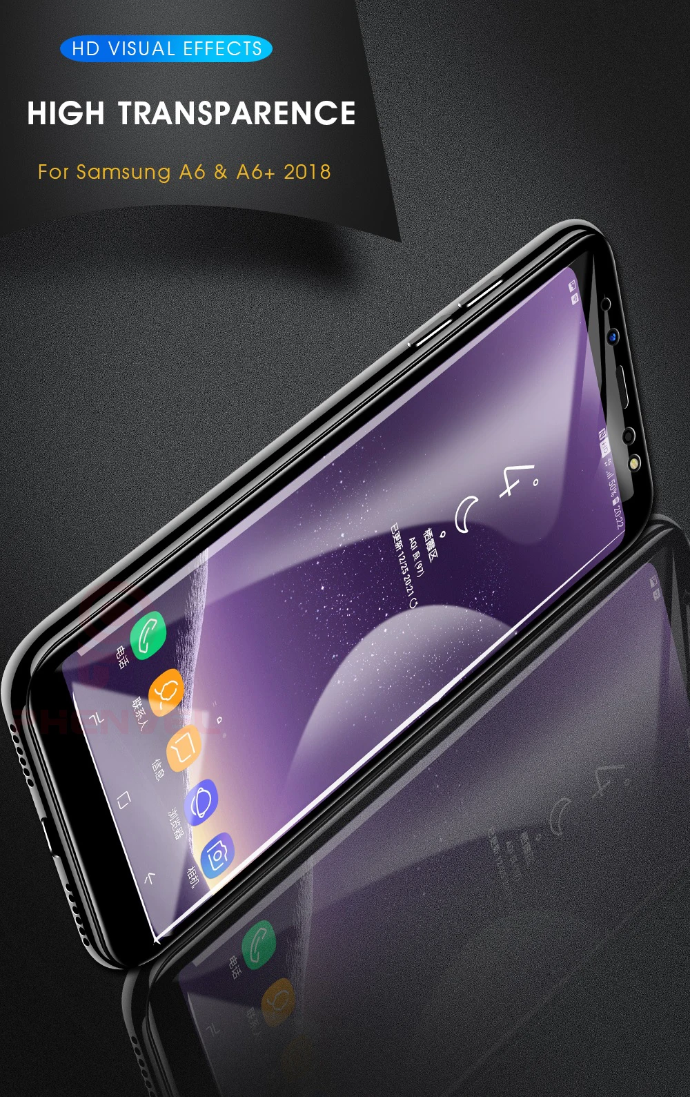 Phenvel дуги 3D Стекло для samsung A6 плюс с округленными изогнутыми краями Экран протектор для galaxy A6 закаленное Стекло защитная пленка
