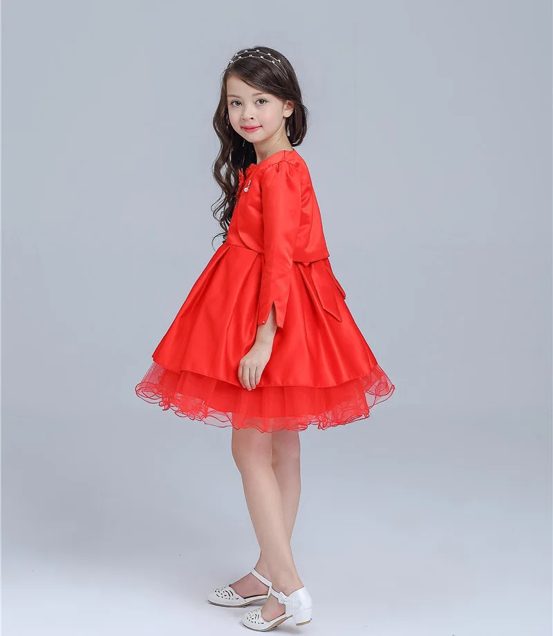 Red Girl Dress with Long Sleeve Jacket Christmas Party Clothing Set For 3 4 6 8 10 12 Year Old 2017 Girls Clothes AKF164112 | Детская