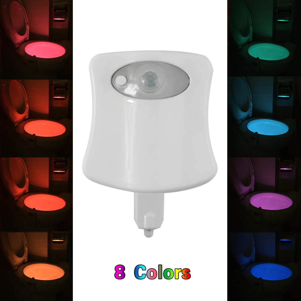Светодиодный светильник для сиденья унитаза с датчиком движения RGB 8 цветов