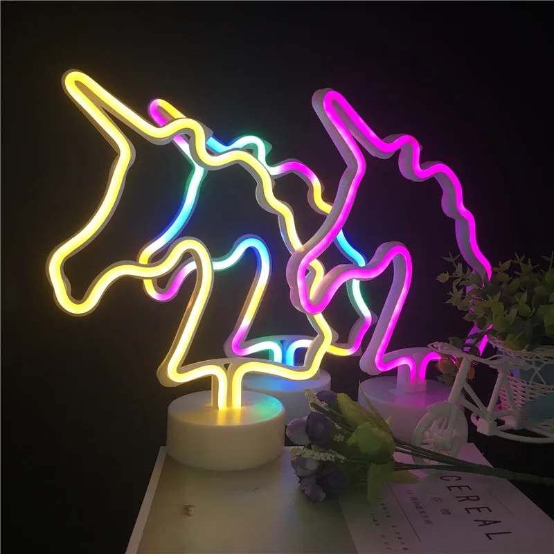 Leedome Led Neon Light Единорог фонарь ночник AA батарея для Праздничная декорация
