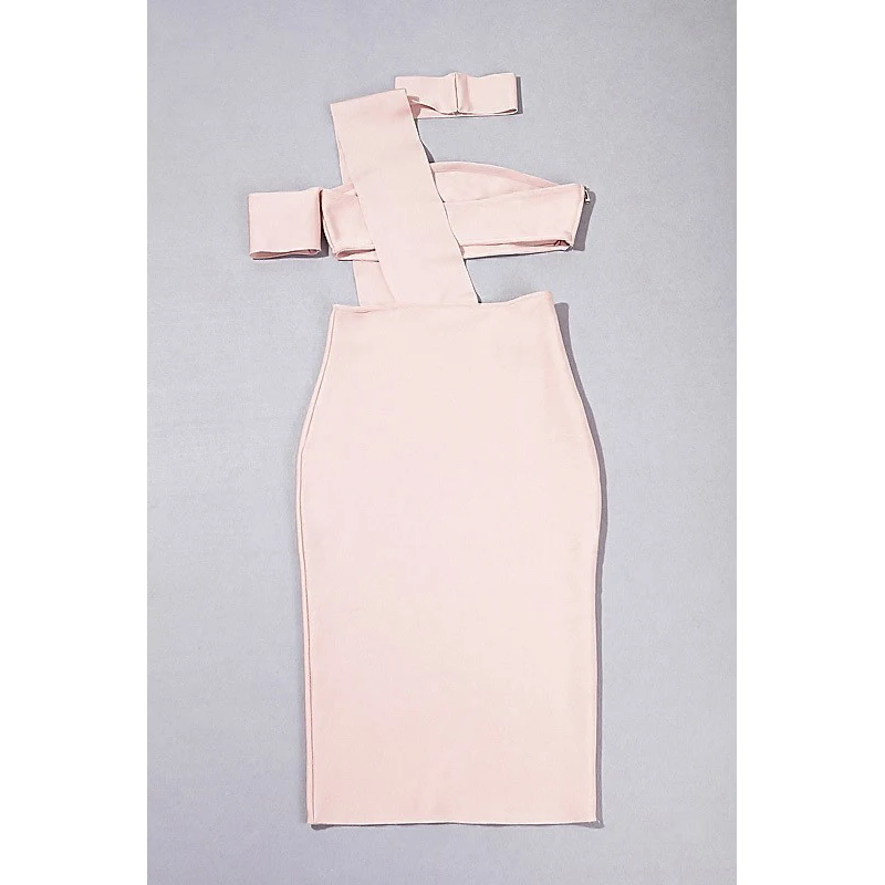 2017 колье чокер Бандажное платье с вырезом на одно плечо Для женщин розового