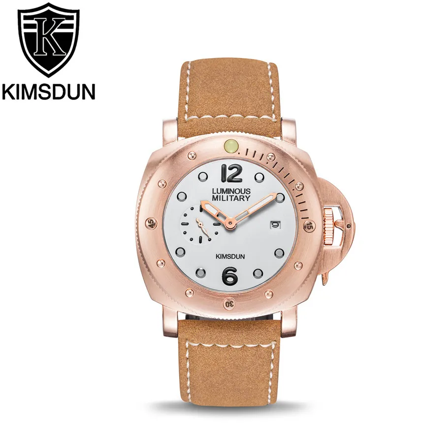 KIMSDUN лучший бренд класса люкс мужские кварцевые модные кожаный ремешок для часов