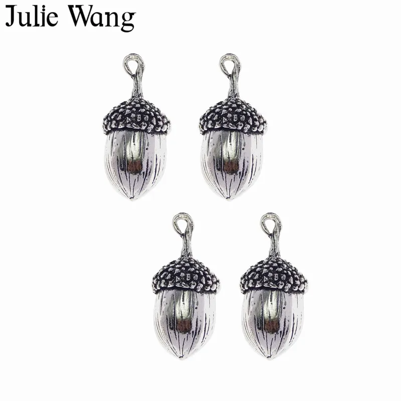 Julie Wang 2 шт. подвеска на ожерелье из сплава большой желудь под античное серебро