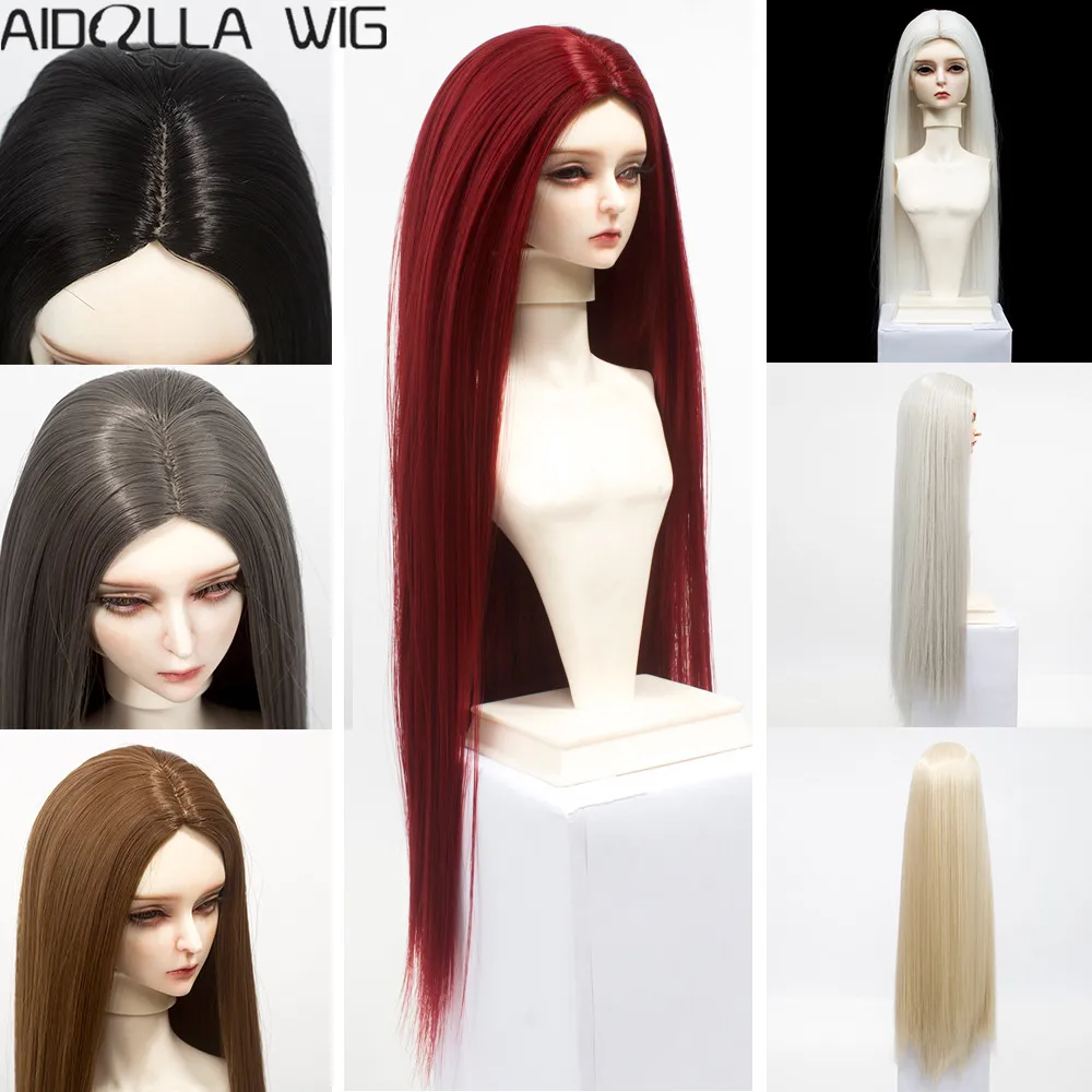 

BJD/SD Doll Wigs Hair Long Straight White Khaki Grey Brown Black Hair for 1/6 1/4 1/3 Doll Heat Resisitant Synthetic Fiber
