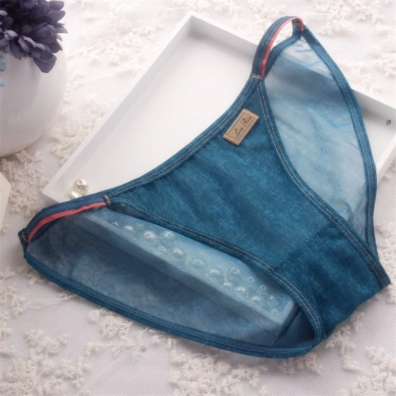 2019 Сексуальная Имитация ковбоя прозрачное женское нижнее белье трусики пряжа