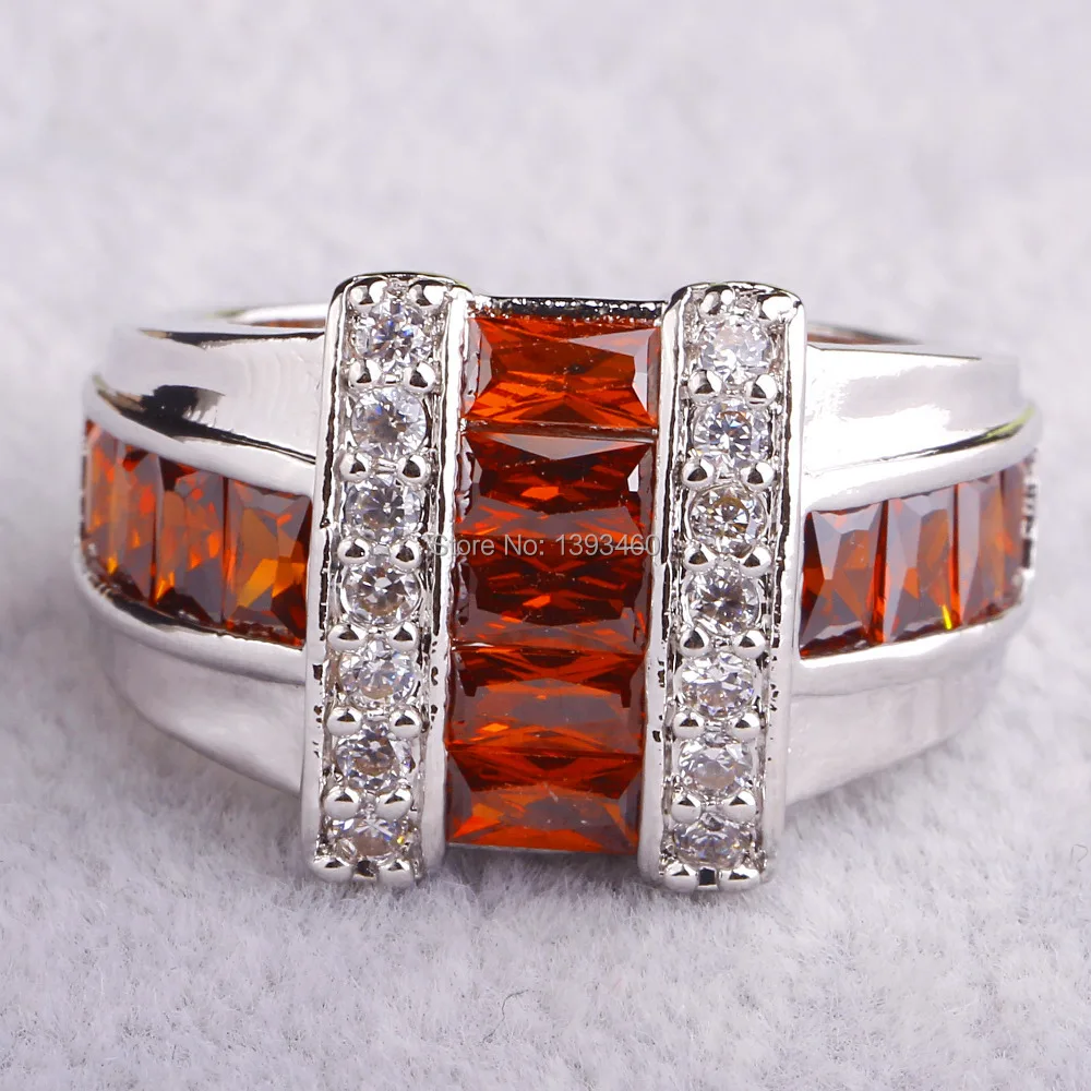 lingmei Unique Fashion Women Party Jewelry New 2017 Red Garnet AAA Silver Color Ring Size 7 8 9 10 Wholesale | Украшения и