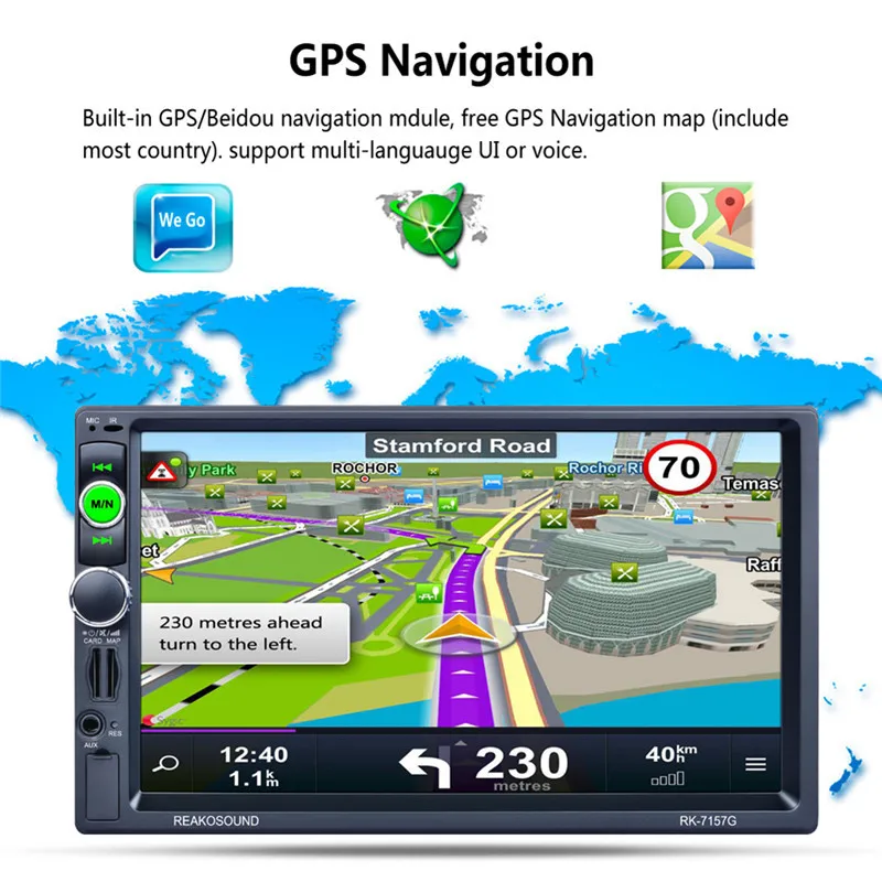 RK 7157 7 дюймов 2DIN автомобильный MP5 FM/AM/RDS радио тюнер Bluetooth медиаплеер GPS навигация