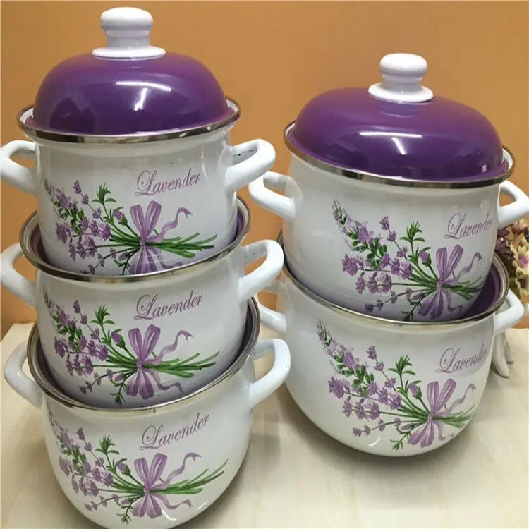 Набор эмалированных кастрюль для супа набор из 5 кухонных горшков диаметром 18/20/